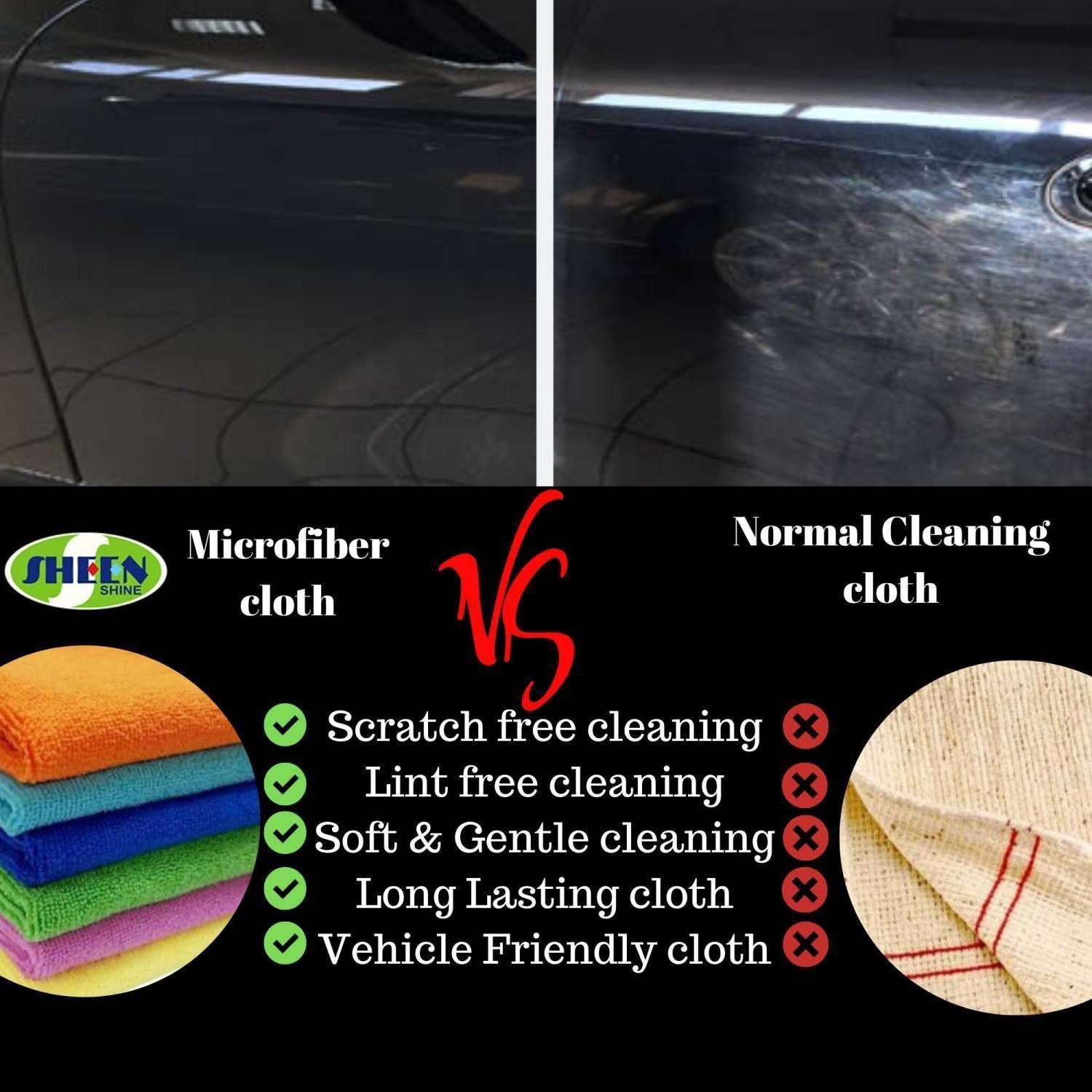 SHEEN Microfiber Vehicle Washing Cloth (30x40) Pack Of 4